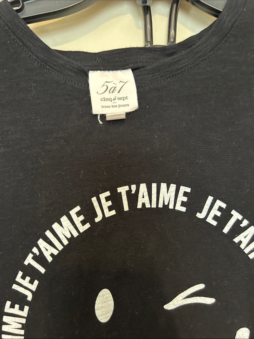 cinq a sept Black Short Sleeve Tee with White Graphic